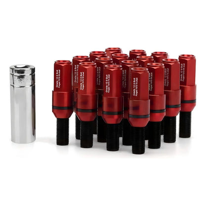 Set 20 Pernos De Llanta Doble Cabezal + Llave M14 Tunning Rojo M14x1.5