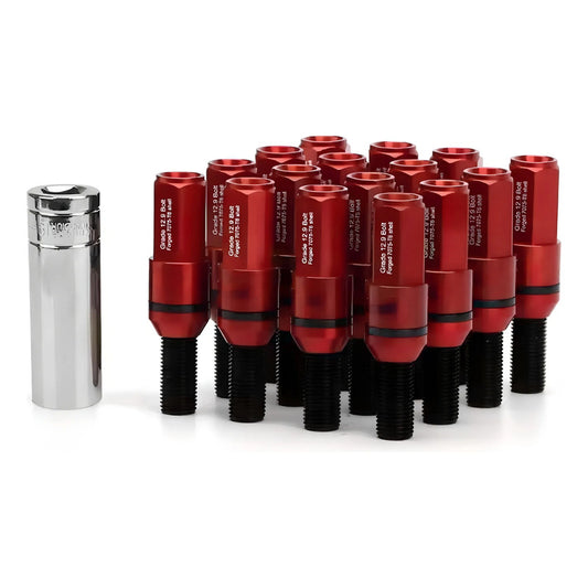Set 20 Pernos De Llanta Doble Cabezal + Llave M14 Tunning Rojo M14x1.5