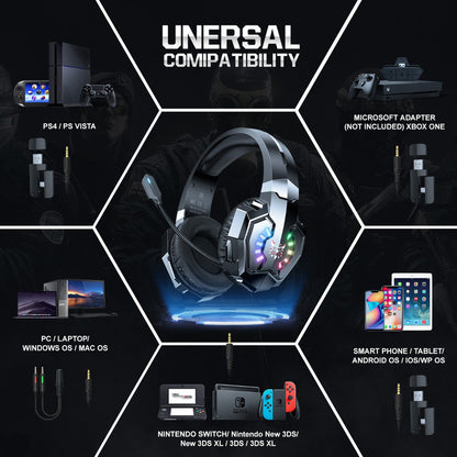 Audifono Gamer Onikuma B15 Trimodo Conexión Microfono Luz Color Negro B15