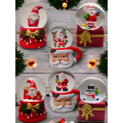 X6 Esferas De Cristal De Navidad Bola D Nieve Cn Luz Led 9cm