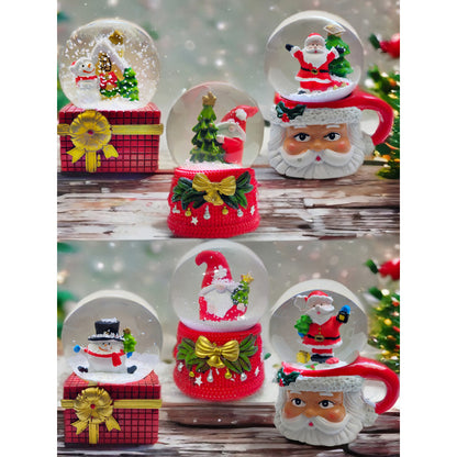 X6 Esferas De Cristal De Navidad Bola D Nieve Cn Luz Led 9cm