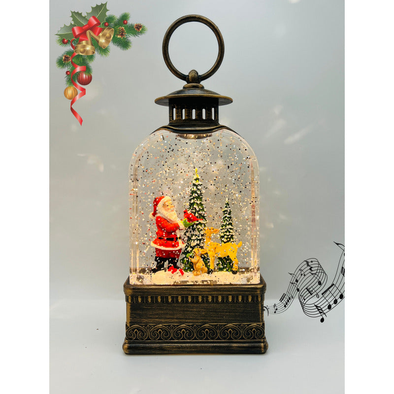 Farol Navideño Con Luz Led Música Lámpara Navidad Pesebre