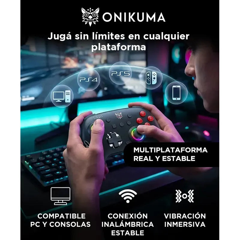 Joystick Inalambrico Onikuma C1 Bluetooth Giroscopio 6 Ejes Negro