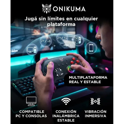 Joystick Inalambrico Onikuma C1 Bluetooth Giroscopio 6 Ejes Negro