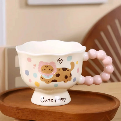 Tazón Cerámica Kawaii Mango Perlas Gato Cuchara Caja Regalo Crema Mk-01 Mod2 Cute Puppy