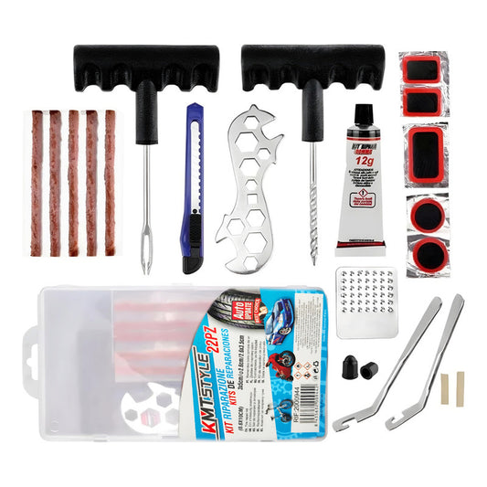 Kit Repara Neumáticos Pinchazo Bici Moto Auto 22pcs Emergenc