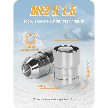 X4 Tuerca Seguridad Cabezal Giratorio +2 Llave M12x1.5/1.25