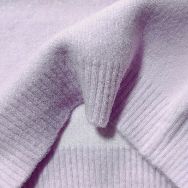 Sweater De Niña Tejido Cuello Alto Suéter Caliente Polerón Lila 8520 De Punto 140