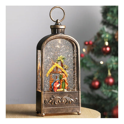 Farol Navideño Con Luz Led Música Lámpara Navidad Pesebre