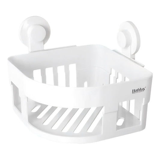 Esquinero Organizador Repisa De Baño Ventosa Fuerte Succión Color Blanco Ref:30189