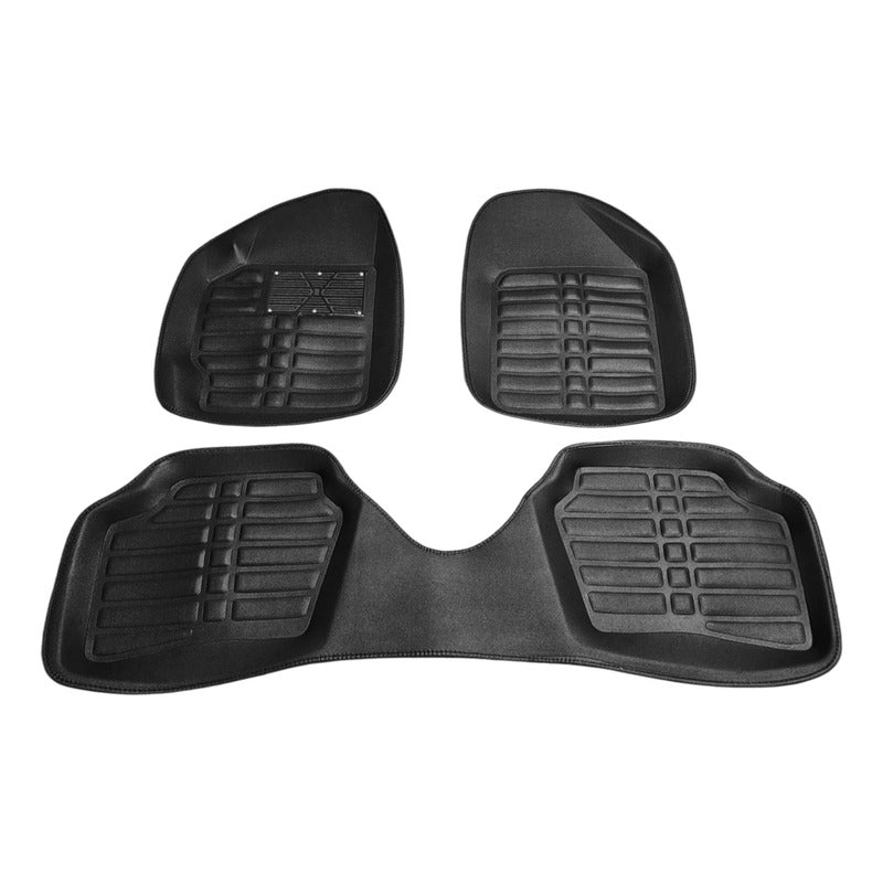 Alfombra Piso Tipo Bandeja Auto 3 Pieza Camello Impermeable Negro