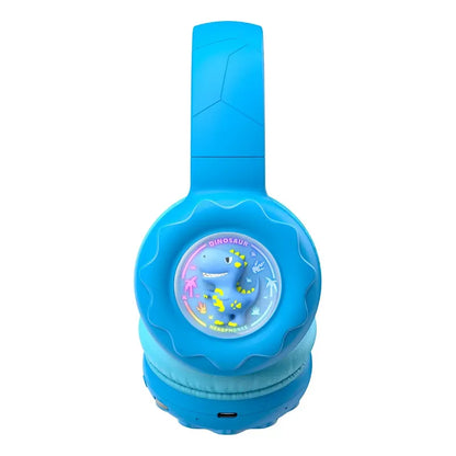 Audifono Bluetooth Onikuma B30 Niñ@s Bajo Nivel Ruido Cn Luz Azul Dino B30