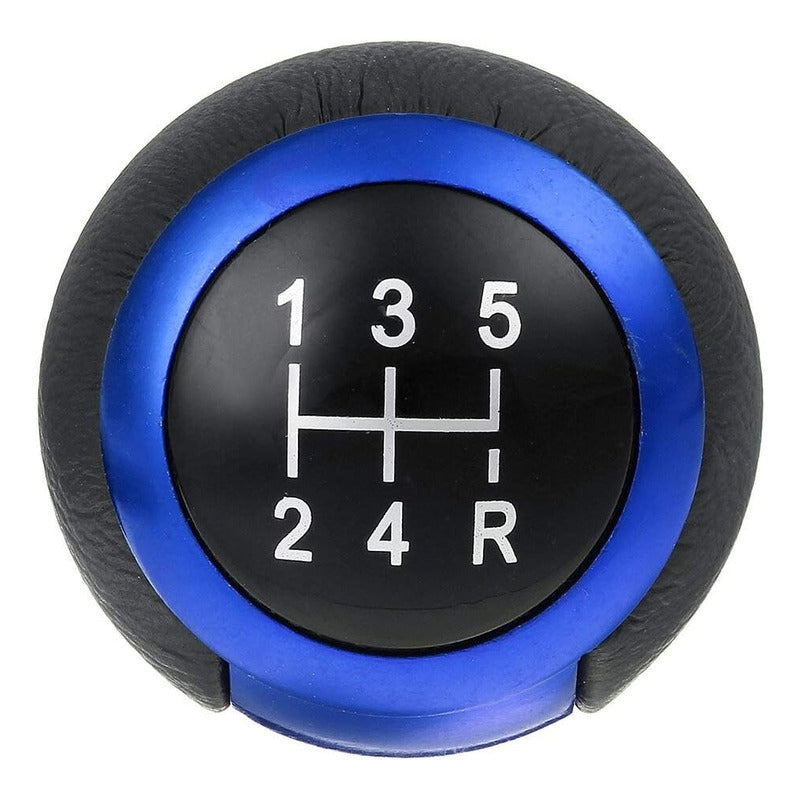 Pomo Palanca De Cambio Redondo Eco Cuero Negro-azul 71a