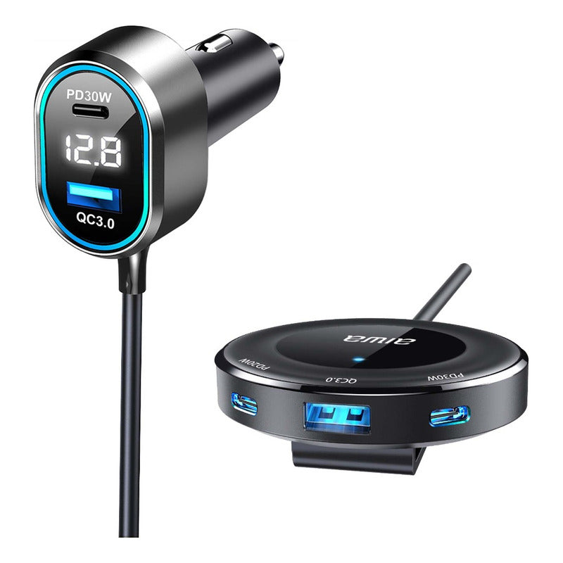 Cargador Aiwa Usb Rápido Auto Extensión Pasajeros Traseros