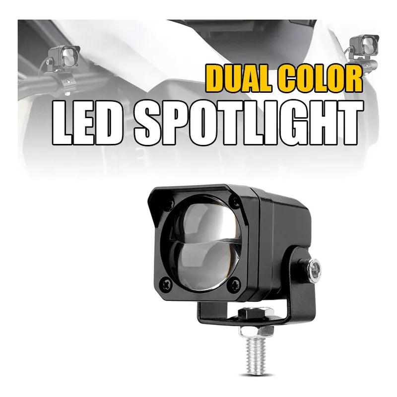 Mini Neblinero Led Bicolor Con Lupa Foco Para Auto Y Moto Blanco/amarillo 13206