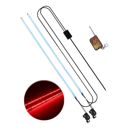 X2 Antena Tipo Látigo Con Luz Led 100cm 12v + Control Modos Rojo 81-17r