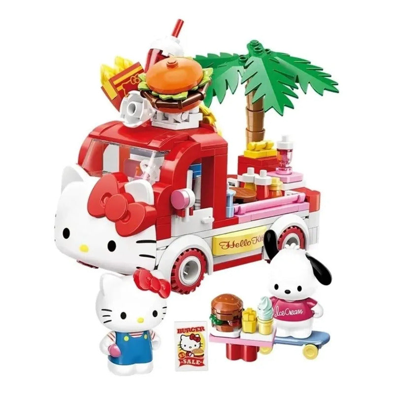 Set Bloques De Construcción Keeppley Hello Kitty Y Amigos 340 Hello Kitty Y Pochacco Fast Steeet Food 9084