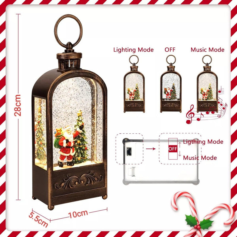 Farol Navideño Con Luz Led Música Lámpara Navidad Pesebre