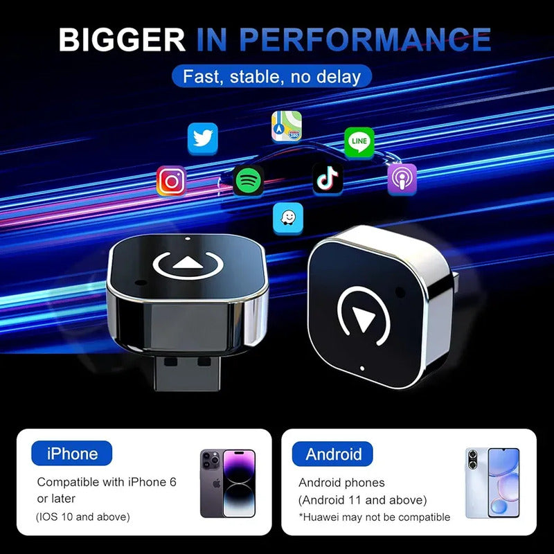 Adaptador Inalámbrico Androidauto Carplay Cn Cable Pendrive Negro 25200