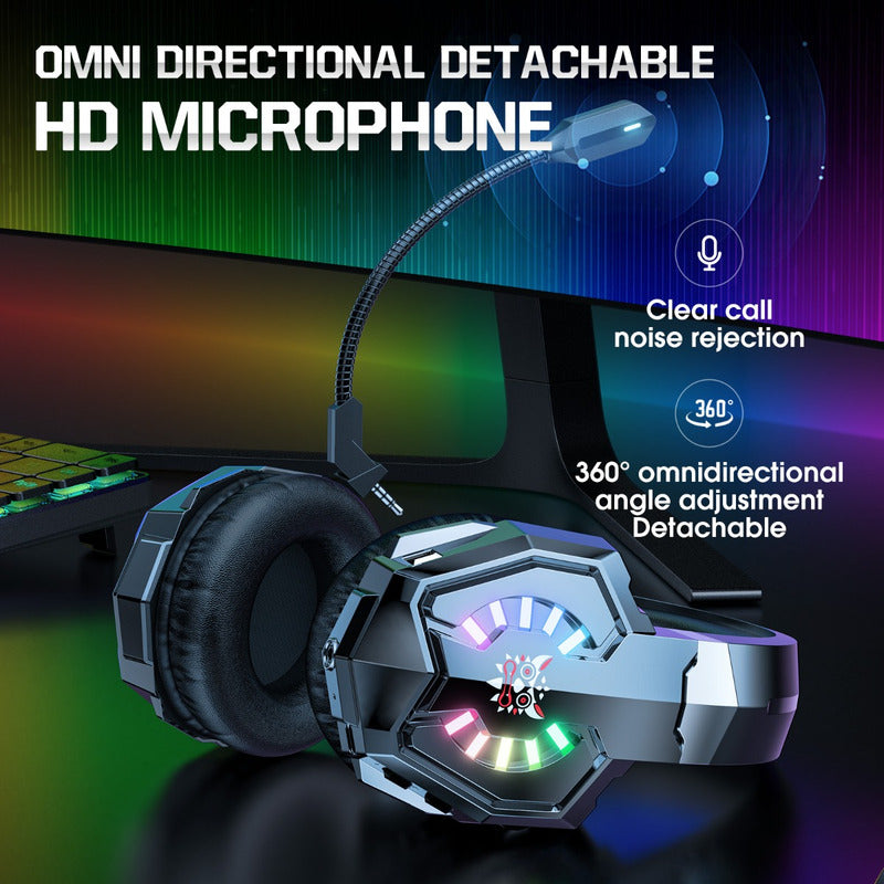 Audifono Gamer Onikuma B15 Trimodo Conexión Microfono Luz Color Negro B15