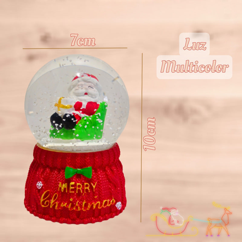 Bola De Nieve Con Luz Esfera Cristal De Navidad 10cm Decora