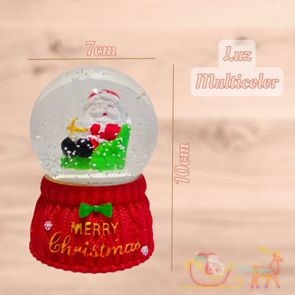 Bola De Nieve Con Luz Esfera Cristal De Navidad 10cm Decora
