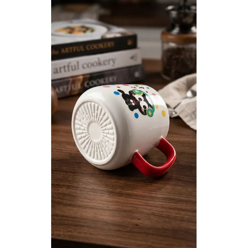 Tazón De Cerámica Gato Kawaii Con Rojo Taza Café Té Cat Cute Blanco Rojo Mk120 A Gorrito