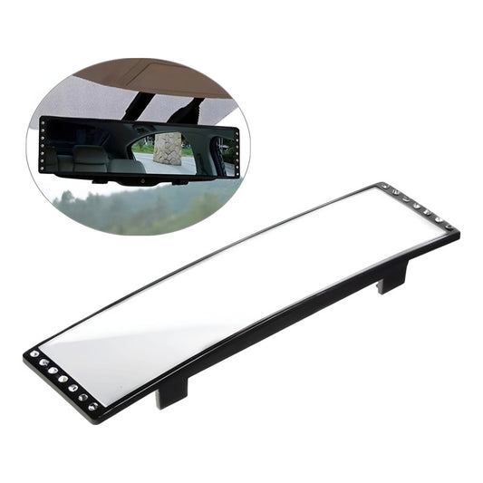 Espejo Retrovisor Curvo Adaltable 27cm Cristal Visión Panorá Negro Cristal