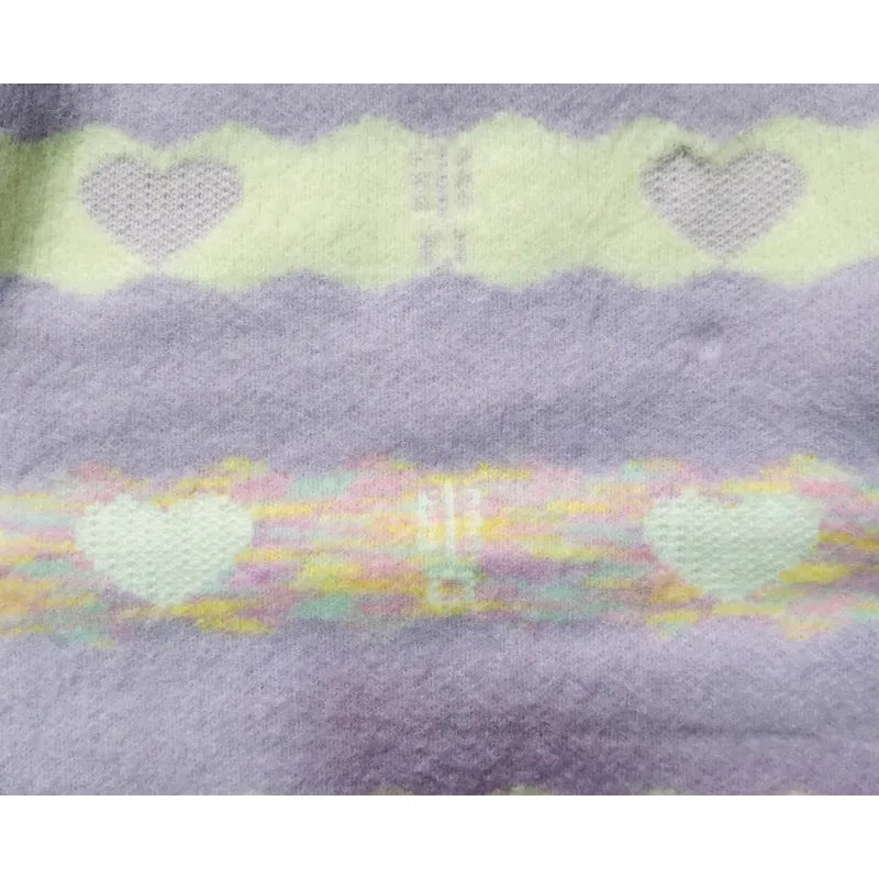Sweater De Niña Tejido Cuello Alto Suéter Caliente Polerón Lila 211 Corazones 120