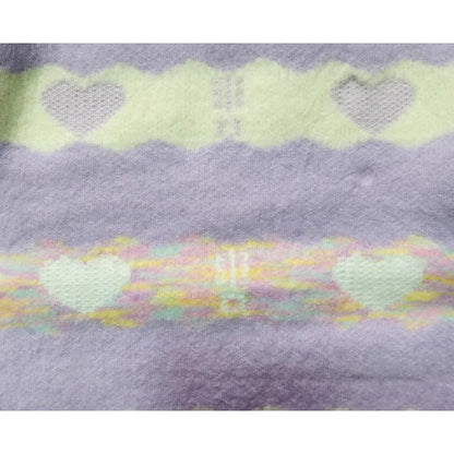 Sweater De Niña Tejido Cuello Alto Suéter Caliente Polerón Lila 211 Corazones 140