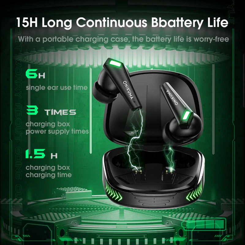 Audifono Inalambrico Gamer Onikuma T308 Bluetooth Tws In-ear Negro T308
