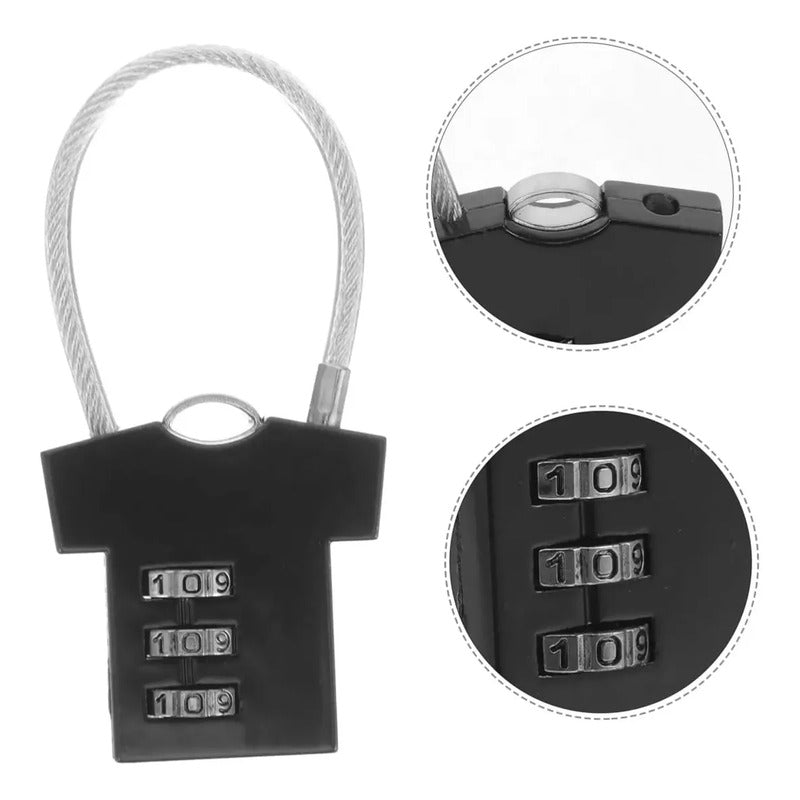 Mini Candado De Seguridad Con Contraseña Multiuso Diseño Color Negro