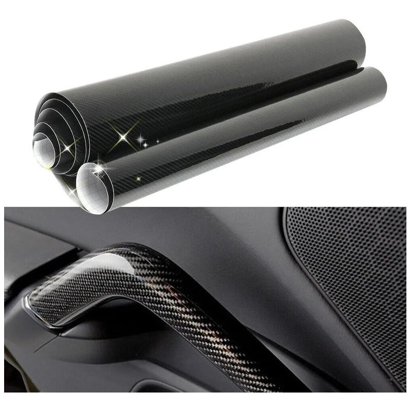 Vinilo Fibra Carbono 5d Brillante Autoadhesivo 60x100cm Negro