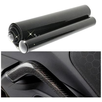 Vinilo Fibra Carbono 5d Brillante Autoadhesivo 60x100cm Negro