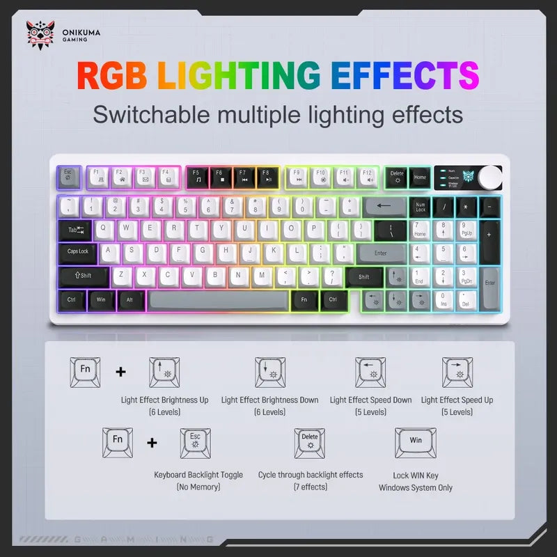 Teclado Gamer Onikuma Mt902 Blanco 3modo Conexión Silencioso Blanco Mt902 Inglés Us