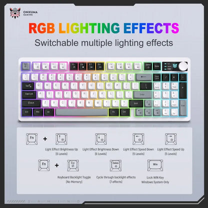 Teclado Gamer Onikuma Mt902 Blanco 3modo Conexión Silencioso Blanco Mt902 Inglés Us