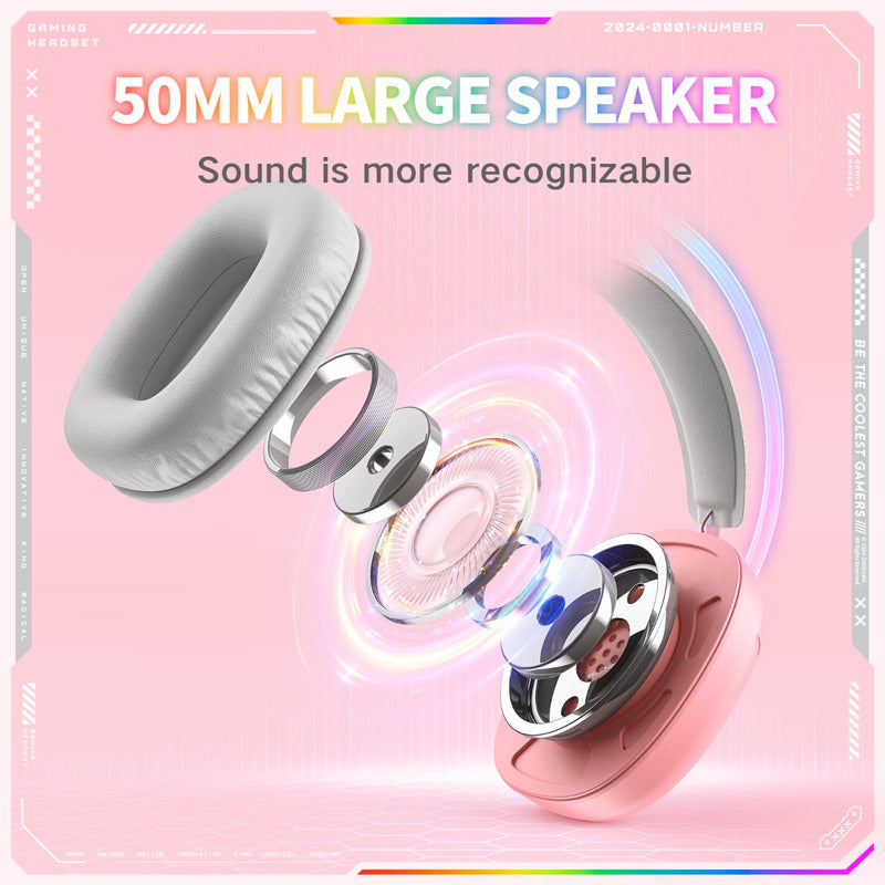 Audifono Gamer Onikuma X33 Conexión Usb Y Tipo C Luz Rgb X33 Rosa