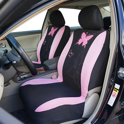 Set Funda Cubre Asiento Auto Negro Rosa Malla Transpirable