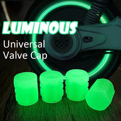 Set X4 Tapa Válvula Flúor Auto Moto Bici Universal Luminosa