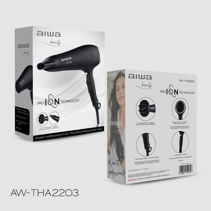 Secador De Pelo Aiwa Profesional Sin Frizz Con Difusor 2200w