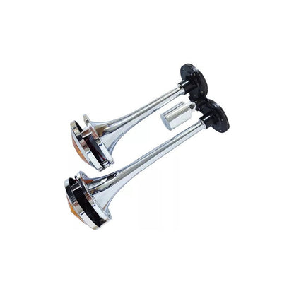Bocina De Aire Electrica Doble Trompeta Con Luz Ámbar 12-24v