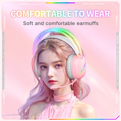 Audifono Gamer Onikuma X33 Conexión Usb Y Tipo C Luz Rgb X33 Rosa