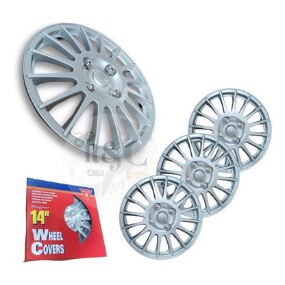 Set Tapa Rueda Aro 14 Cromada Designer X4 Tapas /r&c
