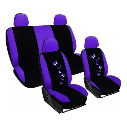 Funda Cubre Asiento Negro-color Mariposa 8pcs Auto Universal