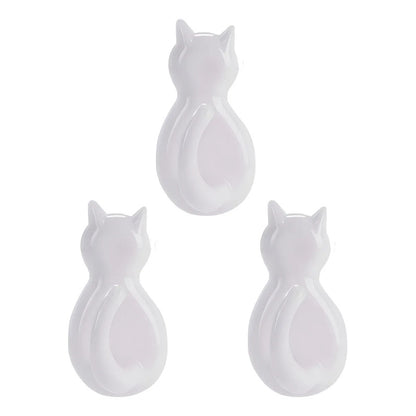 X3 Gancho Colgador Adhesivo De Gatitos Perchero Baño Cocina Blanco 30359