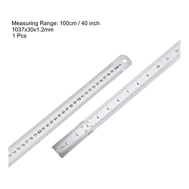 Regla Metálica Doble Cara 100cm 40 Pulgadas Acero Inoxidable Color Gris