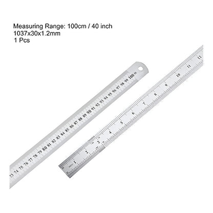 Regla Metálica Doble Cara 100cm 40 Pulgadas Acero Inoxidable Color Gris