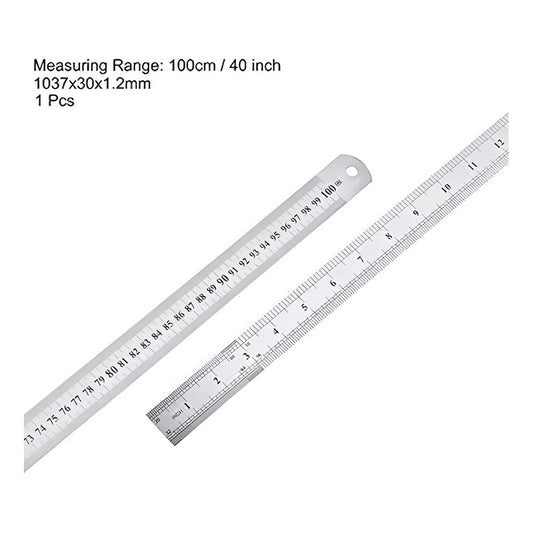 Regla Metálica Doble Cara 100cm 40 Pulgadas Acero Inoxidable Color Gris