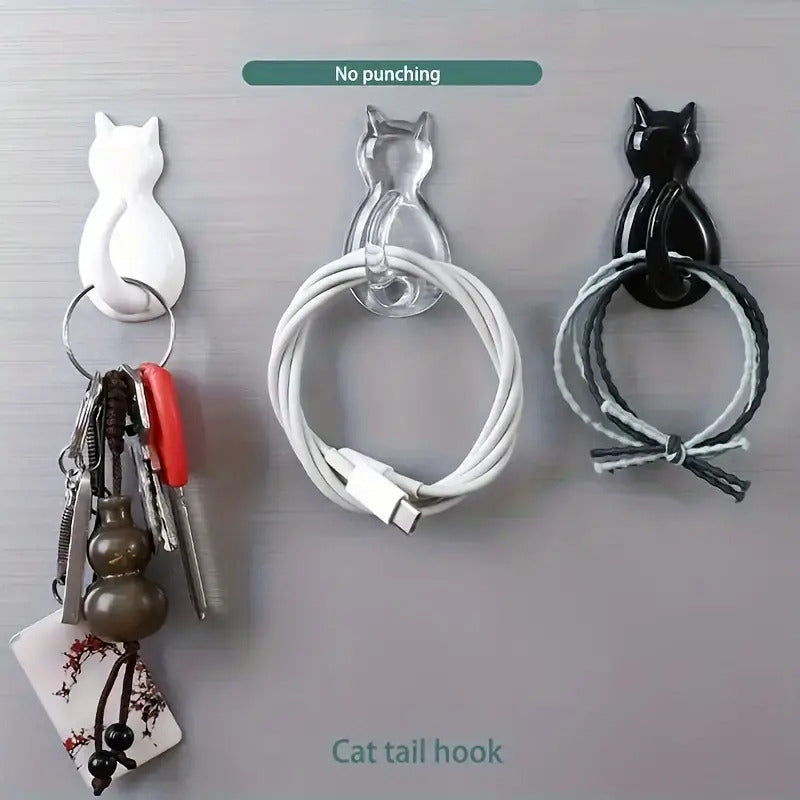 X3 Gancho Colgador Adhesivo De Gatitos Perchero Baño Cocina
