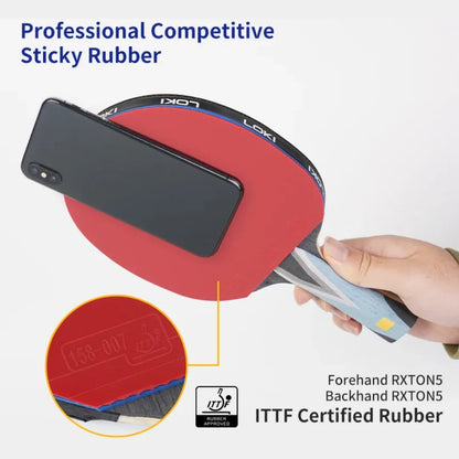 Paleta Profesional Loki W9102 Tenis De Mesa + Estuche Pelota Celeste Fl (cóncavo)